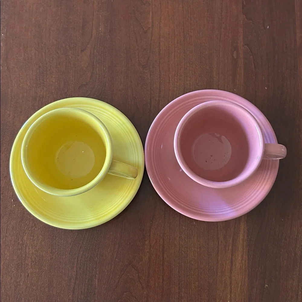 Fiestaware Ceramic Cup and Saucer Sets (like new condition) yellow coral